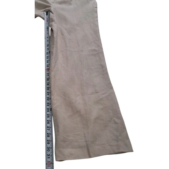 Talbots 100% Linen Pants Women's 18 Beige High Rise Wide Leg Lined Work Career - Picture 11 of 13